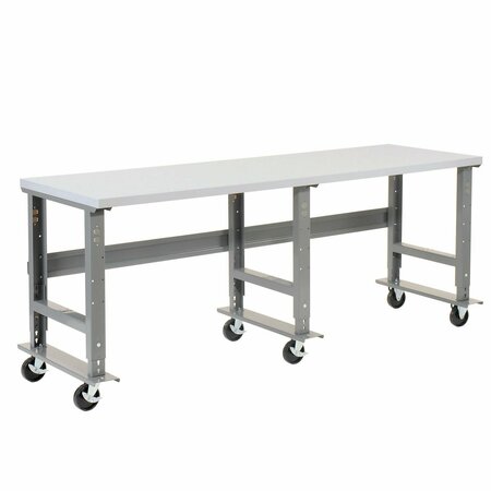 GLOBAL INDUSTRIAL Extra Long Mobile Workbench, 96x30in, Adjustable Height, Laminate Square Edge 601429A